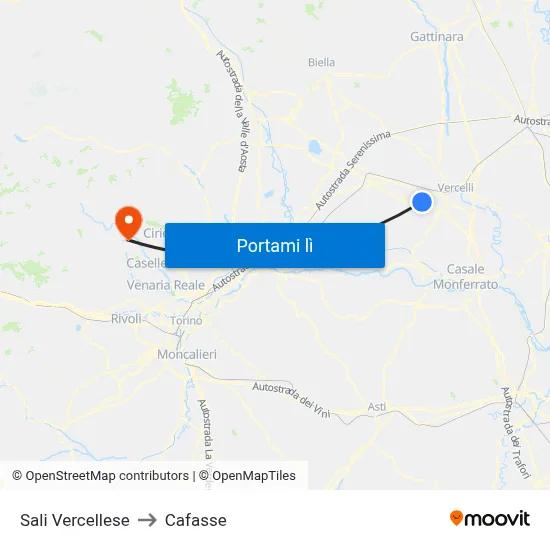 Sali Vercellese to Cafasse map