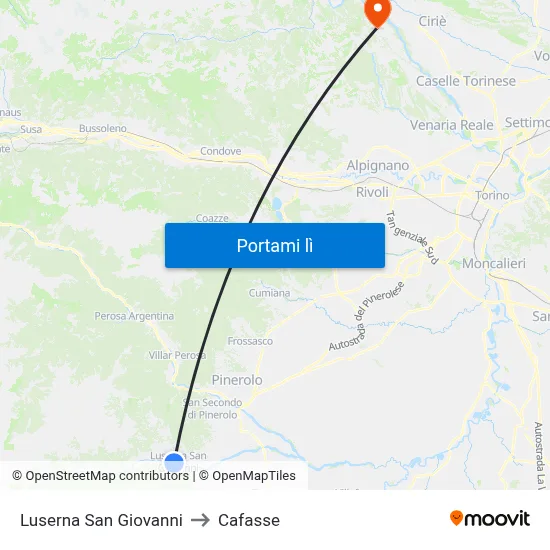 Luserna San Giovanni to Cafasse map