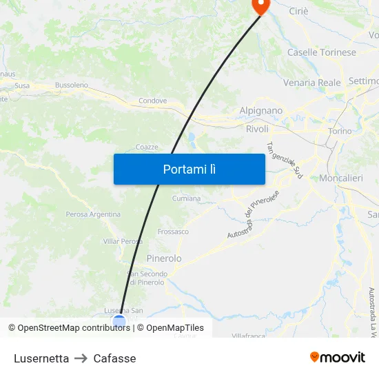 Lusernetta to Cafasse map