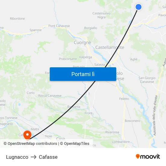Lugnacco to Cafasse map