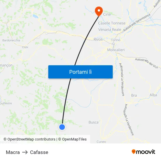 Macra to Cafasse map