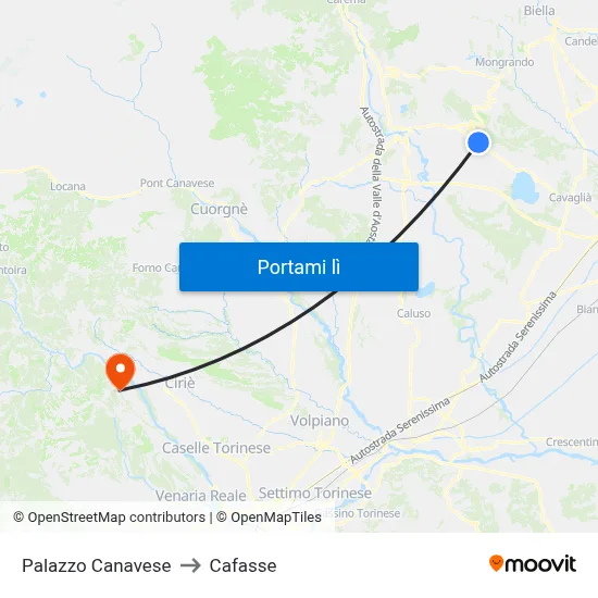 Palazzo Canavese to Cafasse map