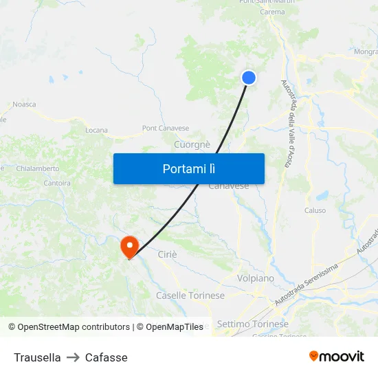 Trausella to Cafasse map