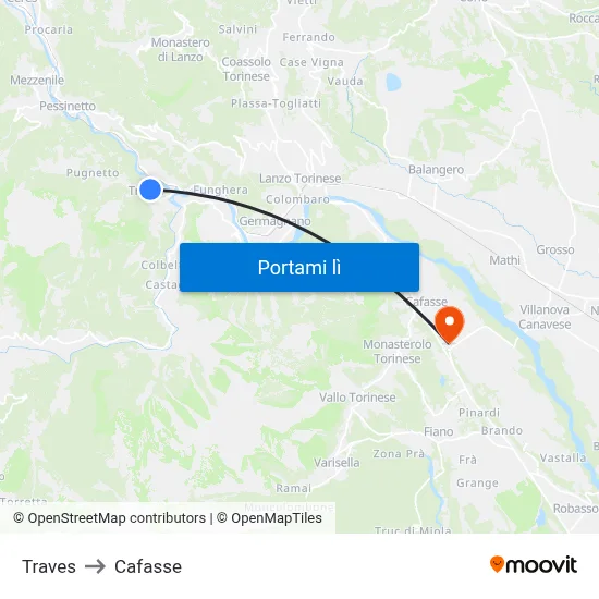Traves to Cafasse map