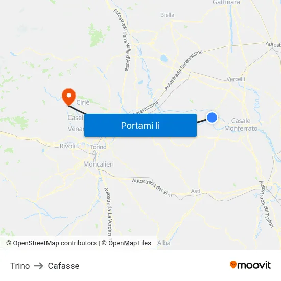 Trino to Cafasse map