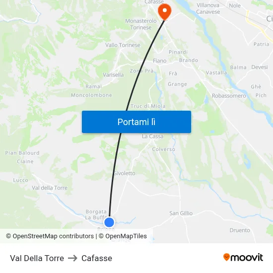 Val Della Torre to Cafasse map