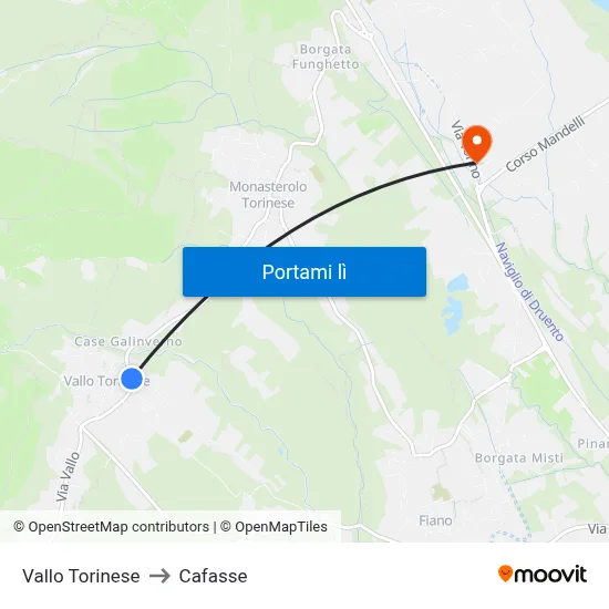 Vallo Torinese to Cafasse map