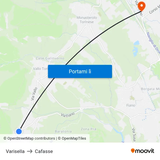 Varisella to Cafasse map
