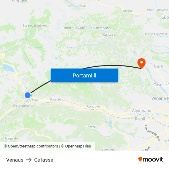 Venaus to Cafasse map