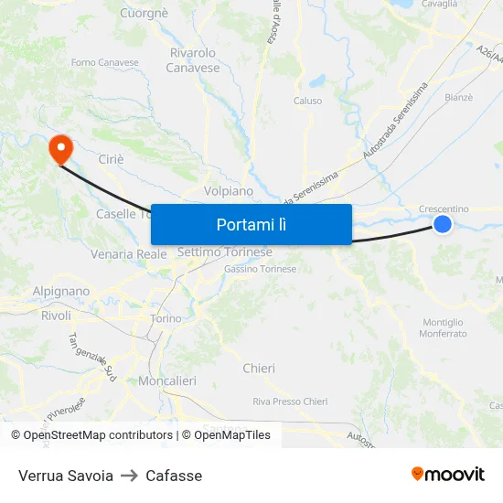 Verrua Savoia to Cafasse map