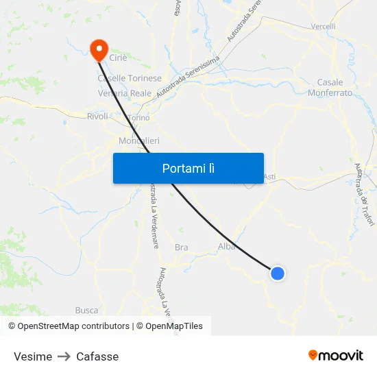Vesime to Cafasse map