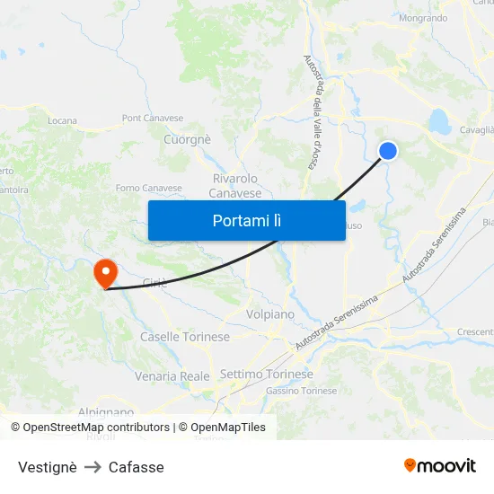 Vestignè to Cafasse map