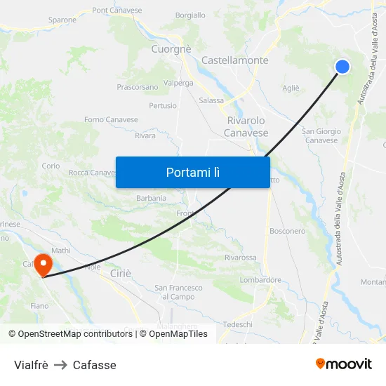 Vialfrè to Cafasse map