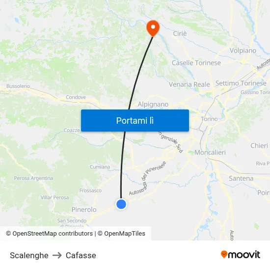 Scalenghe to Cafasse map