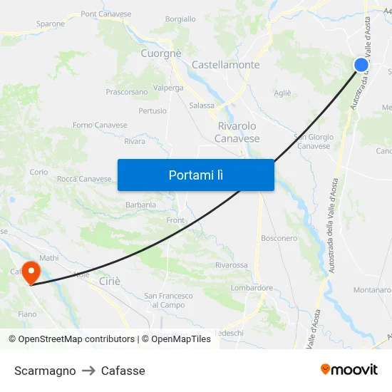 Scarmagno to Cafasse map