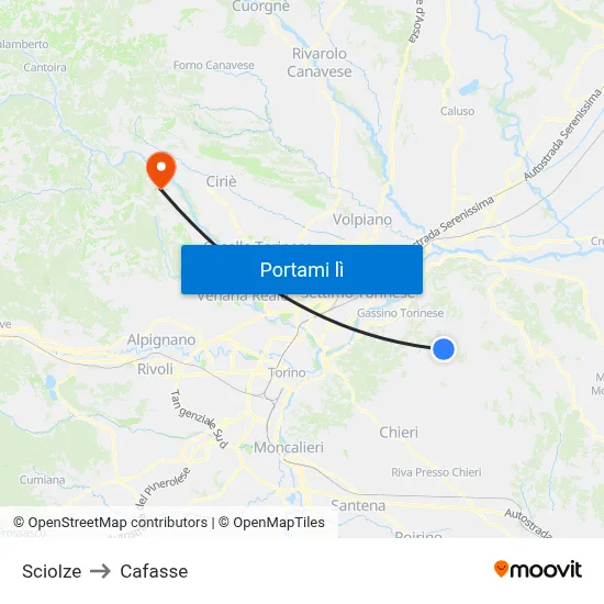 Sciolze to Cafasse map