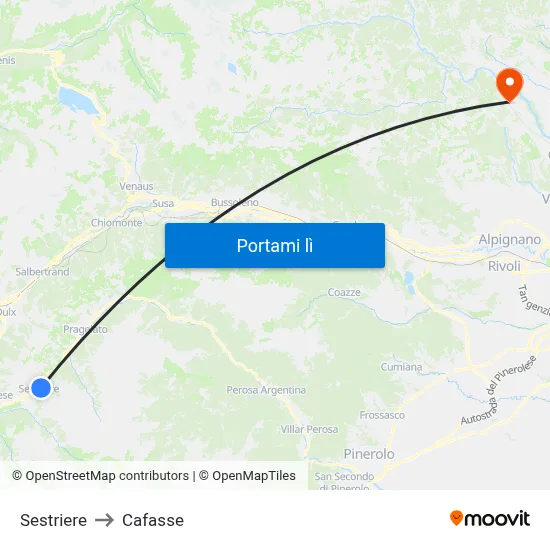 Sestriere to Cafasse map