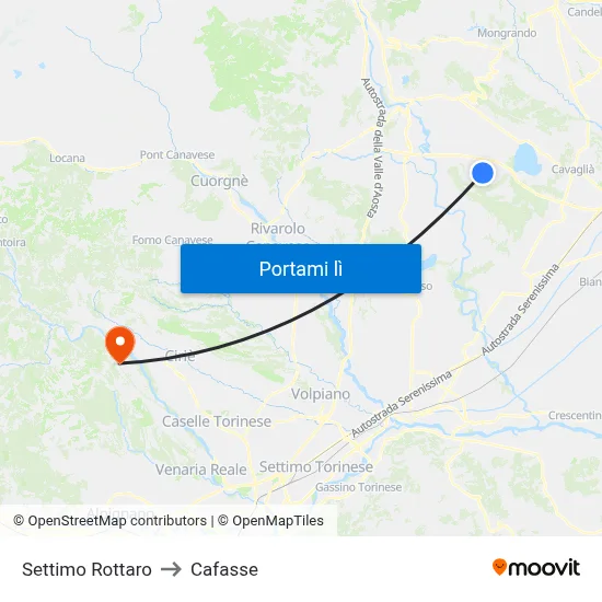 Settimo Rottaro to Cafasse map