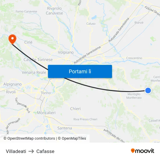 Villadeati to Cafasse map