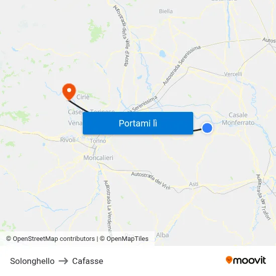Solonghello to Cafasse map