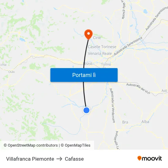 Villafranca Piemonte to Cafasse map