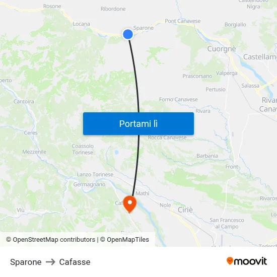 Sparone to Cafasse map