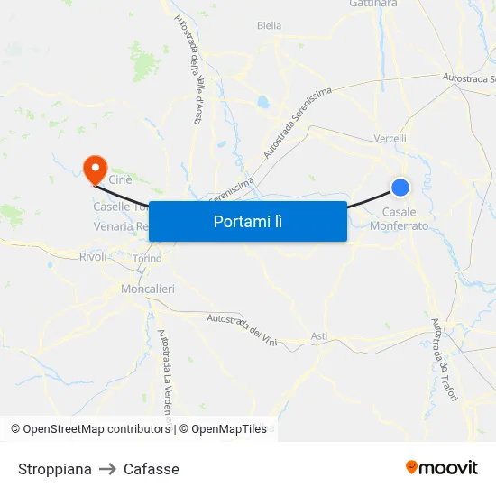 Stroppiana to Cafasse map