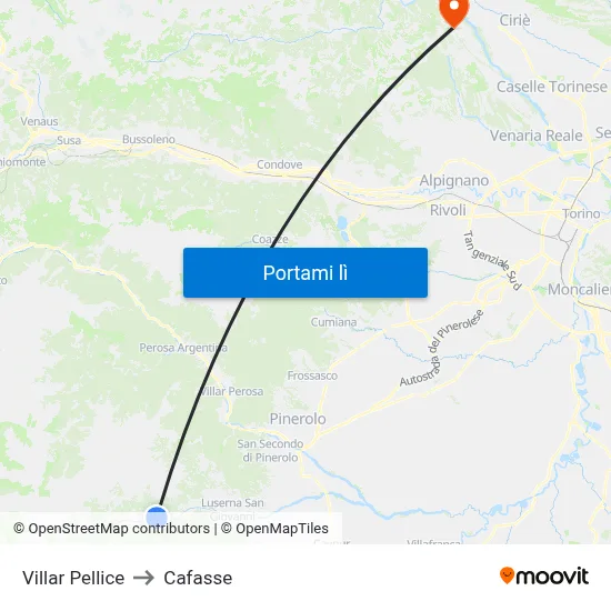 Villar Pellice to Cafasse map