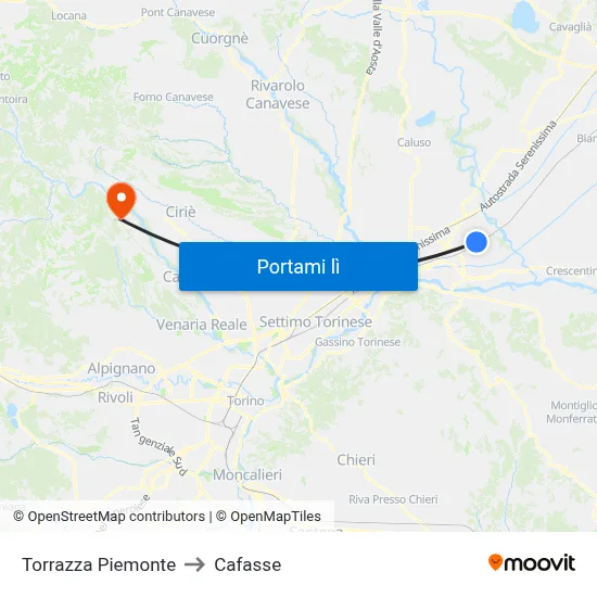 Torrazza Piemonte to Cafasse map
