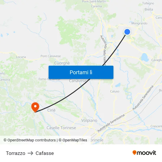 Torrazzo to Cafasse map