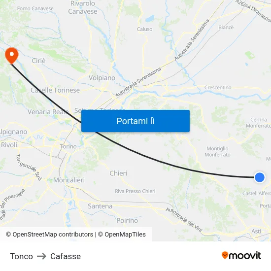 Tonco to Cafasse map