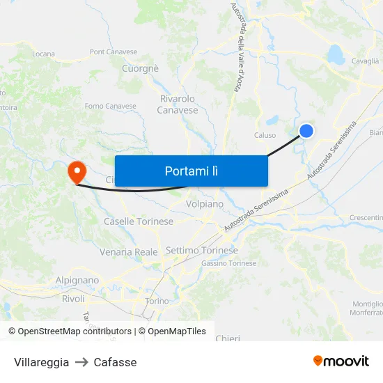 Villareggia to Cafasse map