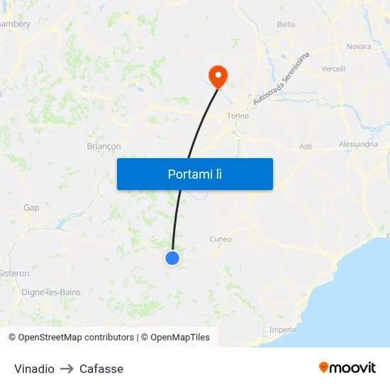 Vinadio to Cafasse map