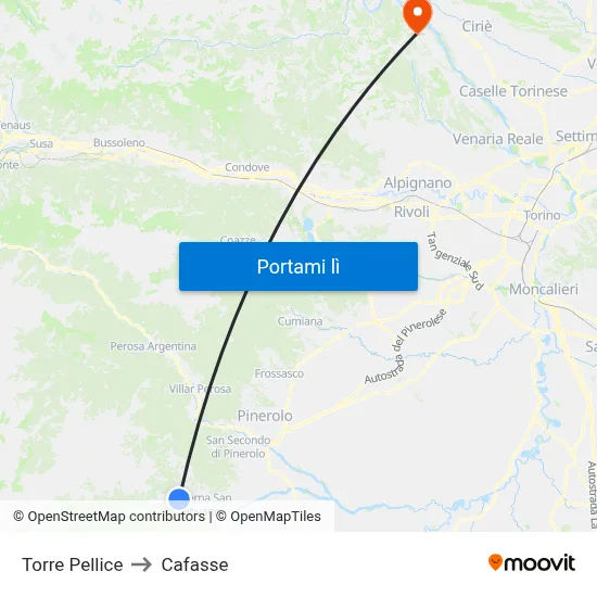 Torre Pellice to Cafasse map