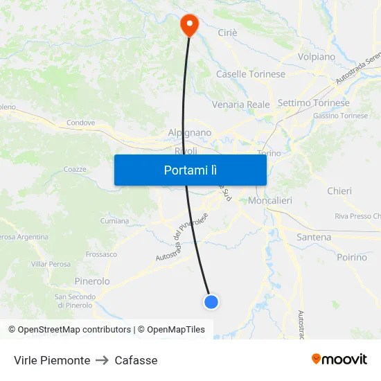 Virle Piemonte to Cafasse map