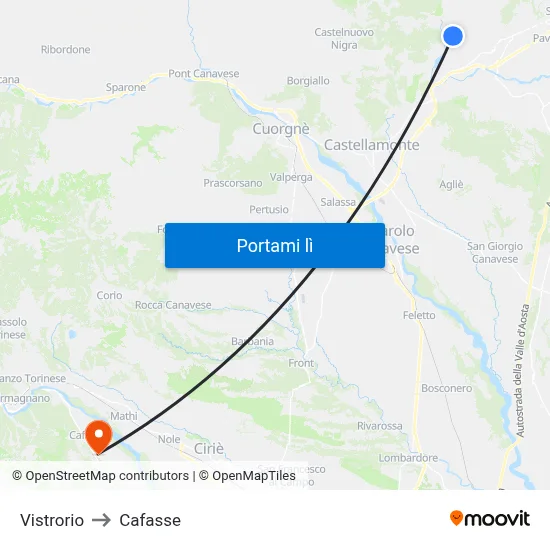 Vistrorio to Cafasse map