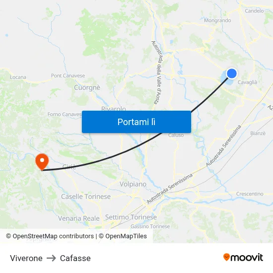 Viverone to Cafasse map
