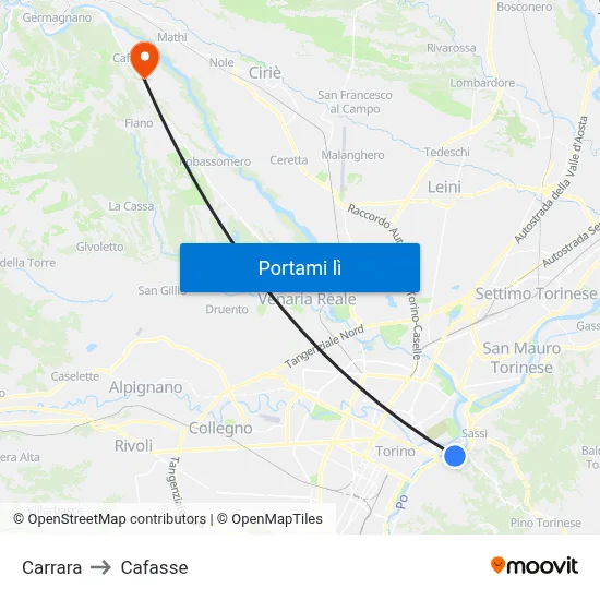 Carrara to Cafasse map