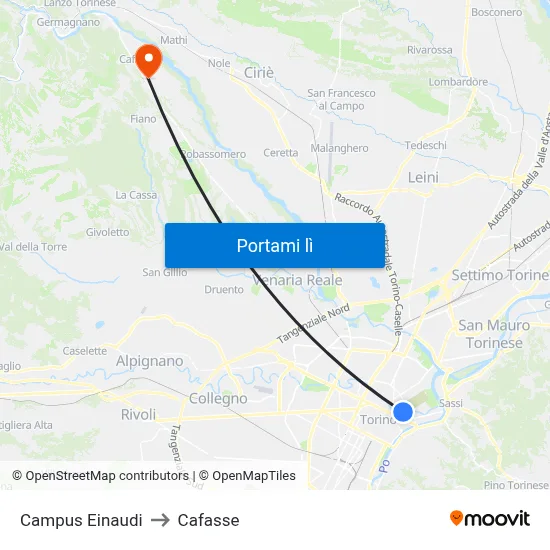 Campus Einaudi to Cafasse map