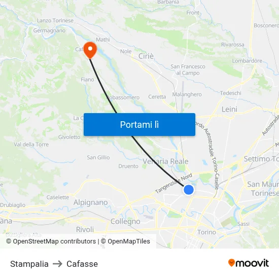 Stampalia to Cafasse map