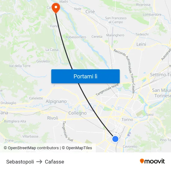 Sebastopoli to Cafasse map