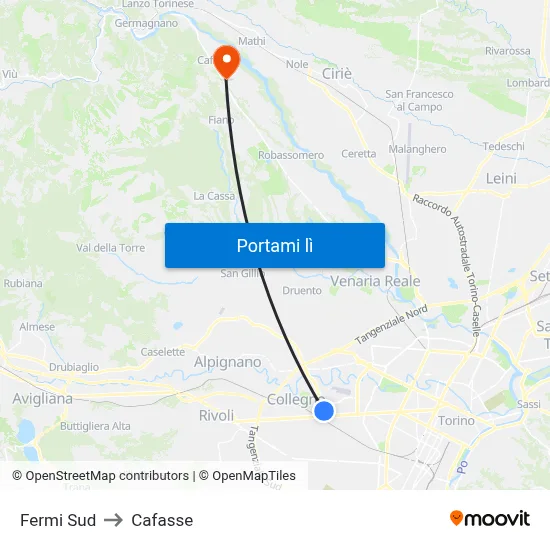 Fermi Sud to Cafasse map
