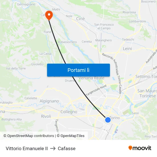 Vittorio Emanuele II to Cafasse map