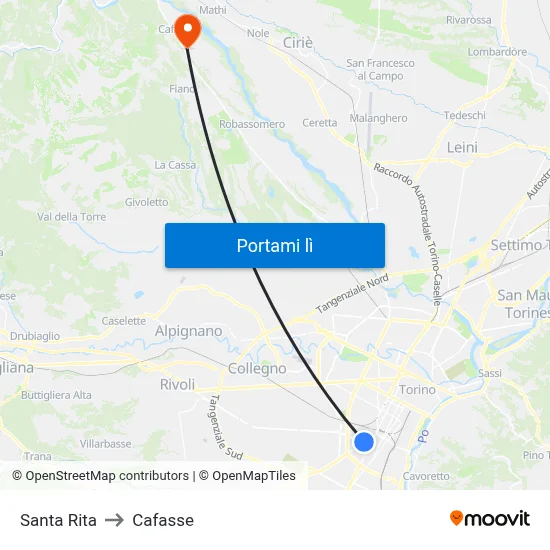 Santa Rita to Cafasse map