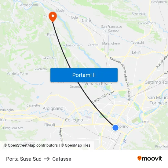 Porta Susa Sud to Cafasse map