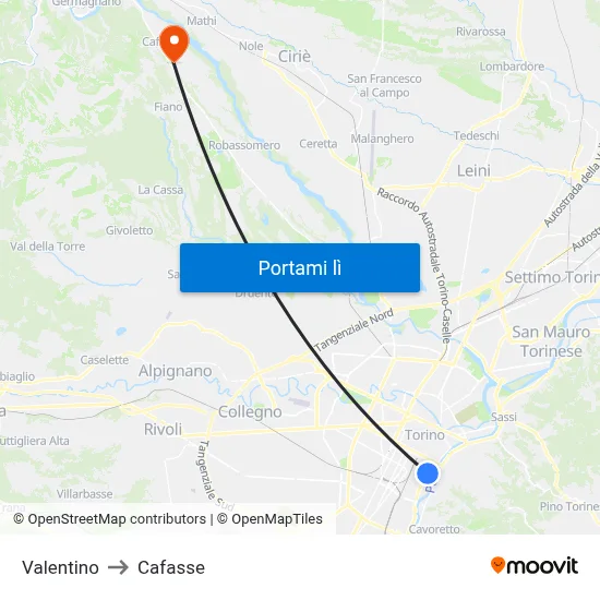 Valentino to Cafasse map