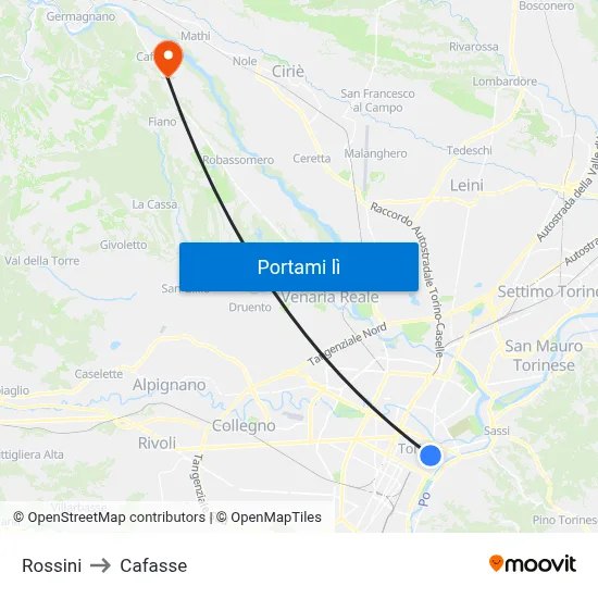 Rossini to Cafasse map