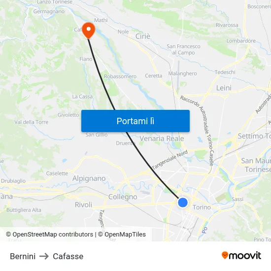 Bernini to Cafasse map