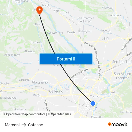Marconi to Cafasse map