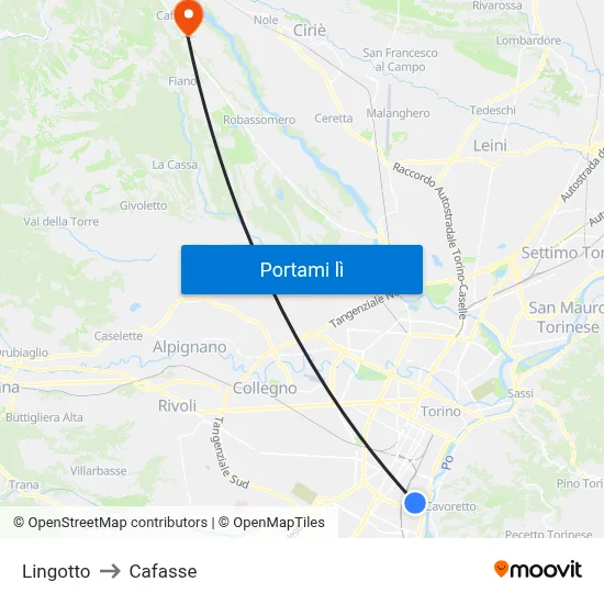 Lingotto to Cafasse map